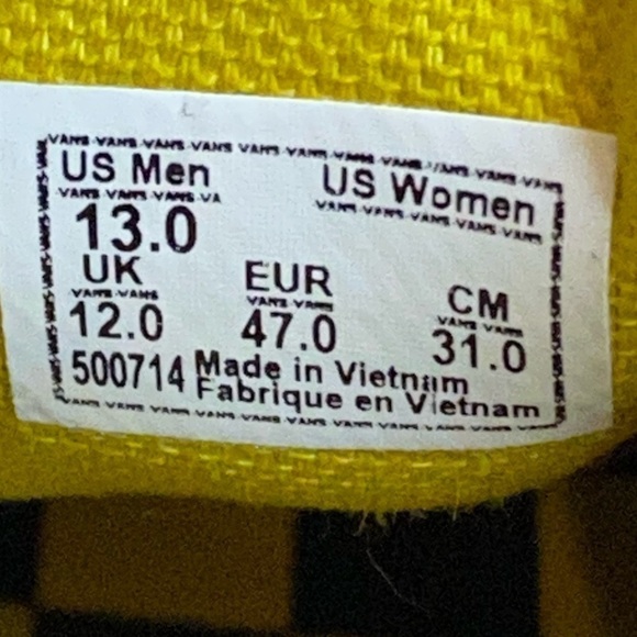 Vans x Harry Potter Huffle Puff‎ Classic Slip on Sneakers Size 13 Men - Picture 11 of 13